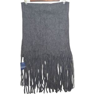 Lucky Brand Gray Warm Brushed Felt Winter Scarf with Fringe New With Tags